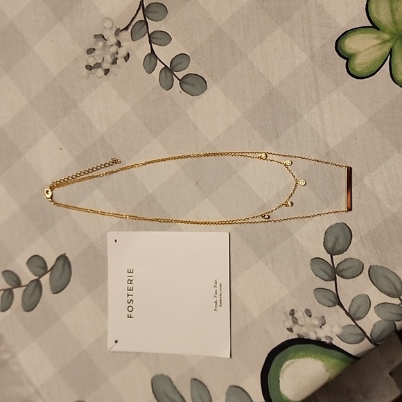 NWT Fosterie Double Chain Duo Necklace Gift Trendy - Picture 2 of 7